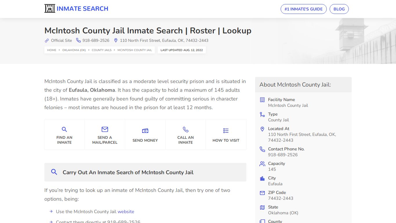McIntosh County Jail Inmate Search | Roster | Lookup